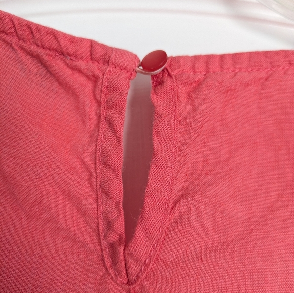 EMILY DANIELS Size PXL Coral Linen Blend Sleeveless Lace Front Blouse Shirt Top - Picture 6 of 9